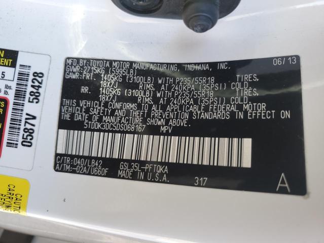 Photo 13 VIN: 5TDDK3DC5DS068167 - TOYOTA SIENNA XLE 