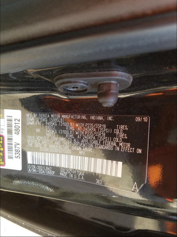 Photo 9 VIN: 5TDDK3DC6BS013000 - TOYOTA SIENNA XLE 