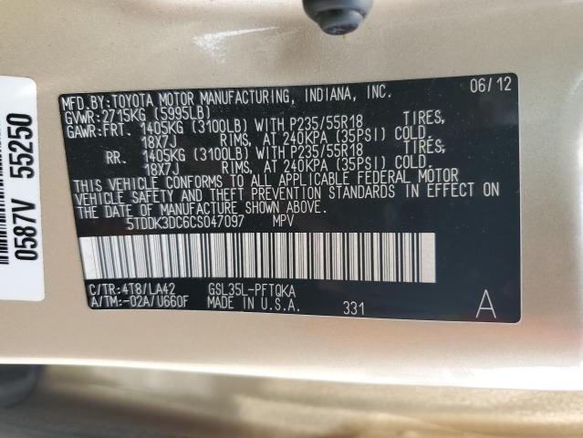 Photo 13 VIN: 5TDDK3DC6CS047097 - TOYOTA SIENNA XLE 