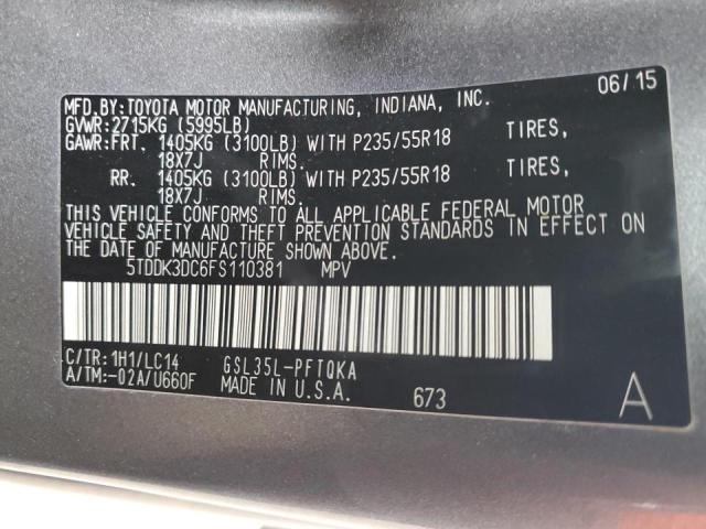 Photo 13 VIN: 5TDDK3DC6FS110381 - TOYOTA SIENNA XLE 