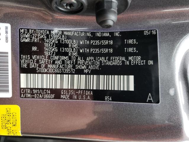 Photo 11 VIN: 5TDDK3DC6GS139512 - TOYOTA SIENNA XLE 