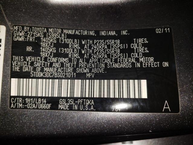 Photo 13 VIN: 5TDDK3DC7BS021011 - TOYOTA SIENNA XLE 