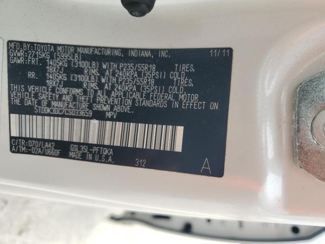 Photo 12 VIN: 5TDDK3DC7CS033659 - TOYOTA SIENNA XLE 