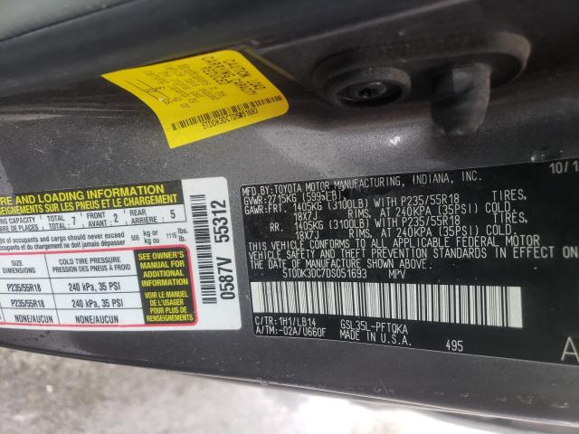 Photo 9 VIN: 5TDDK3DC7DS051693 - TOYOTA SIENNA XLE 