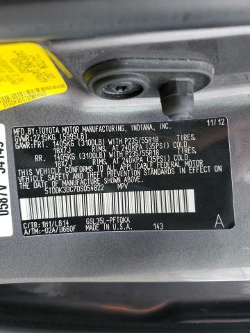 Photo 12 VIN: 5TDDK3DC7DS054822 - TOYOTA SIENNA XLE 