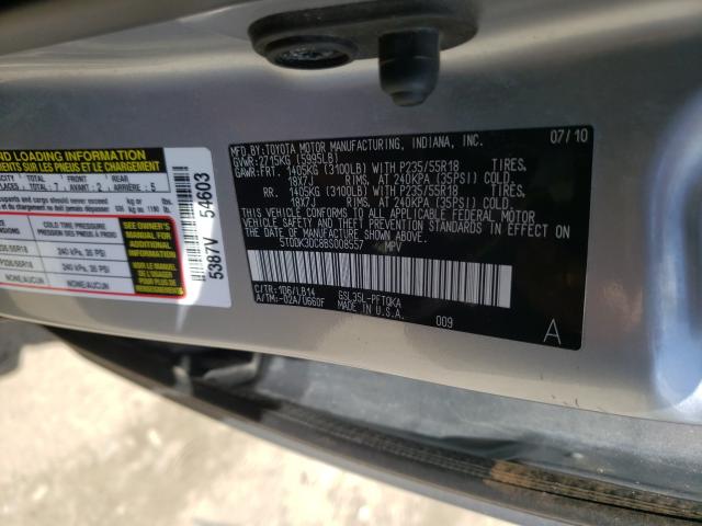 Photo 9 VIN: 5TDDK3DC8BS008557 - TOYOTA SIENNA XLE 