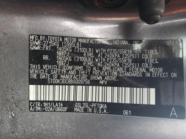 Photo 11 VIN: 5TDDK3DC8BS009756 - TOYOTA SIENNA XLE 