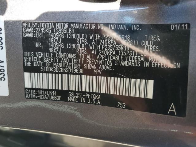 Photo 12 VIN: 5TDDK3DC8BS019638 - TOYOTA SIENNA XLE 