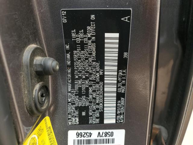 Photo 12 VIN: 5TDDK3DC8CS048400 - TOYOTA SIENNA XLE 