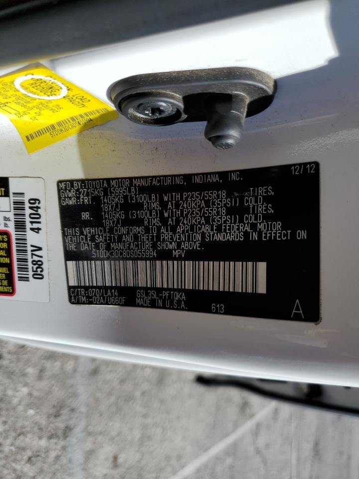 Photo 12 VIN: 5TDDK3DC8DS055994 - TOYOTA SIENNA 