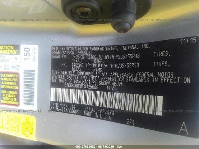 Photo 8 VIN: 5TDDK3DC8FS125688 - TOYOTA SIENNA 