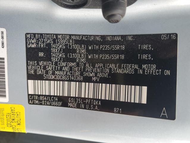 Photo 12 VIN: 5TDDK3DC8GS140368 - TOYOTA SIENNA XLE 