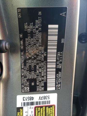 Photo 12 VIN: 5TDDK3DC9BS005375 - TOYOTA SIENNA XLE 