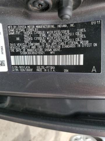 Photo 12 VIN: 5TDDK3DCXBS019561 - TOYOTA SIENNA XLE 