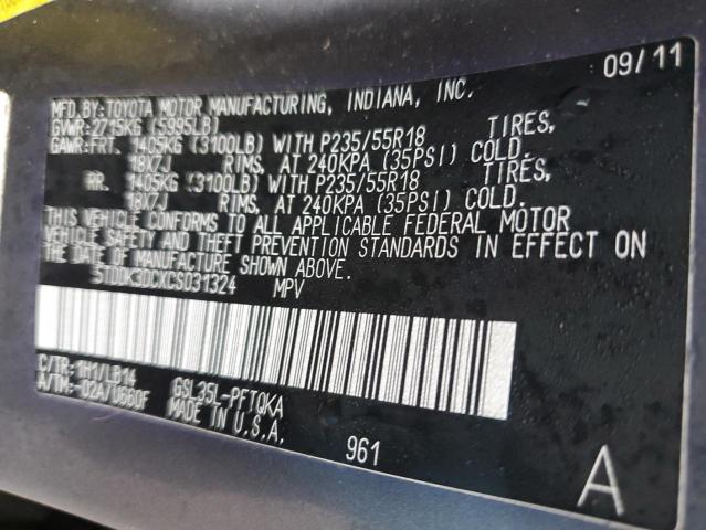 Photo 11 VIN: 5TDDK3DCXCS031324 - TOYOTA SIENNA XLE 