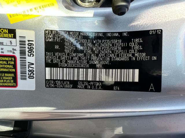 Photo 9 VIN: 5TDDK3DCXCS038256 - TOYOTA SIENNA XLE 