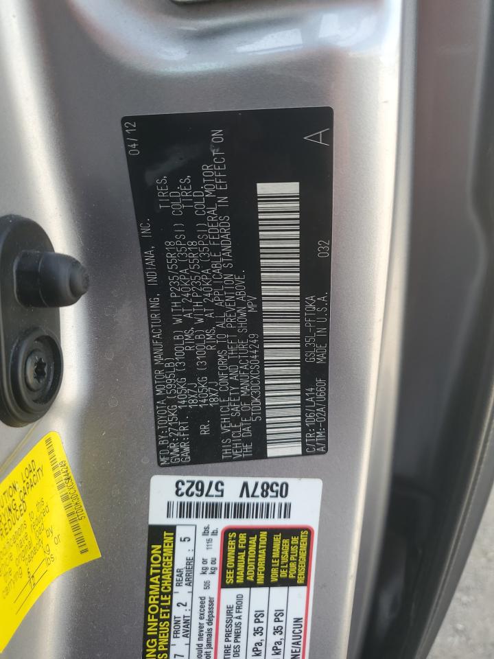 Photo 13 VIN: 5TDDK3DCXCS044249 - TOYOTA SIENNA 