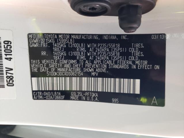 Photo 9 VIN: 5TDDK3DCXDS062154 - TOYOTA SIENNA XLE 