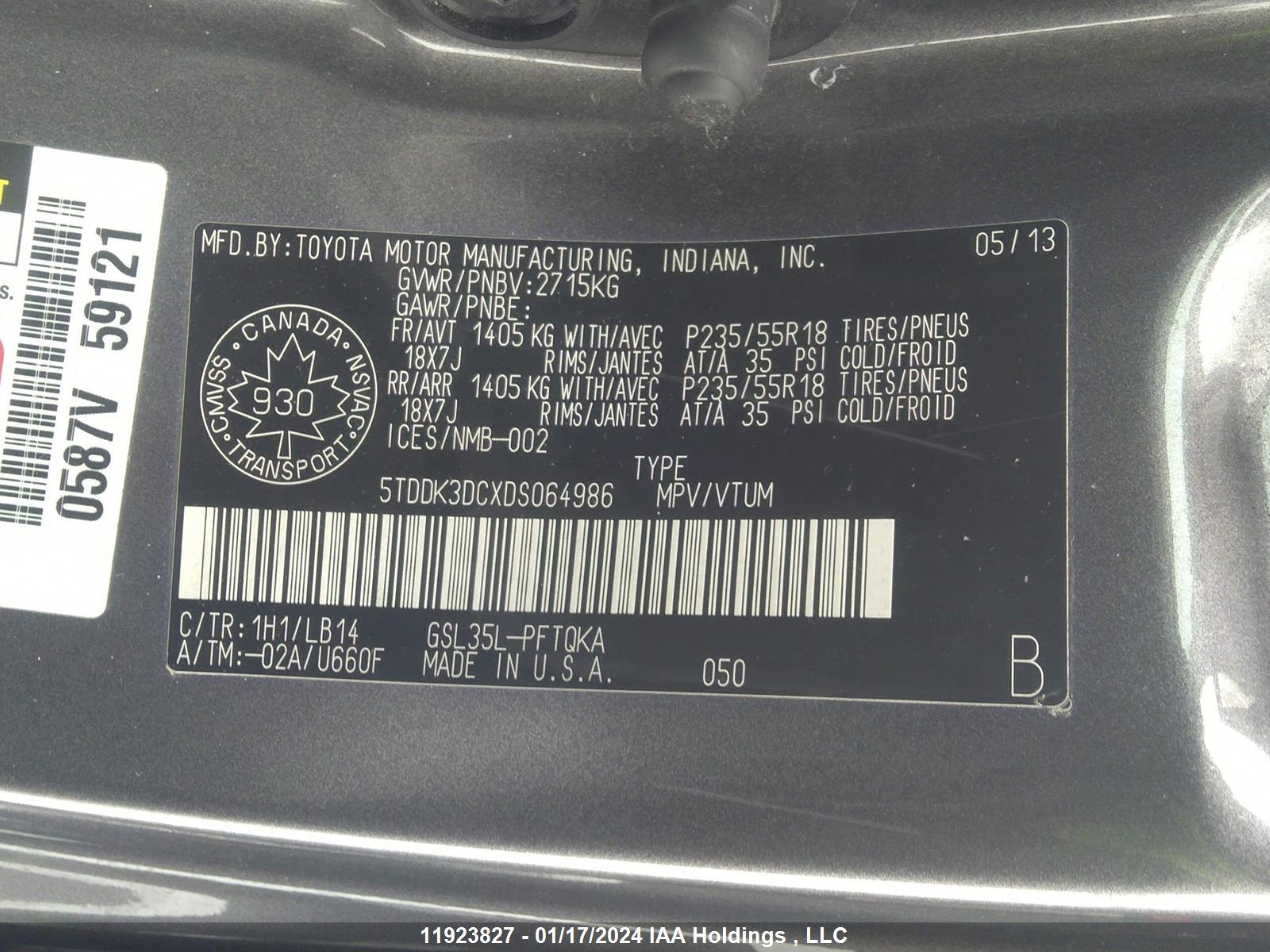 Photo 8 VIN: 5TDDK3DCXDS064986 - TOYOTA SIENNA 