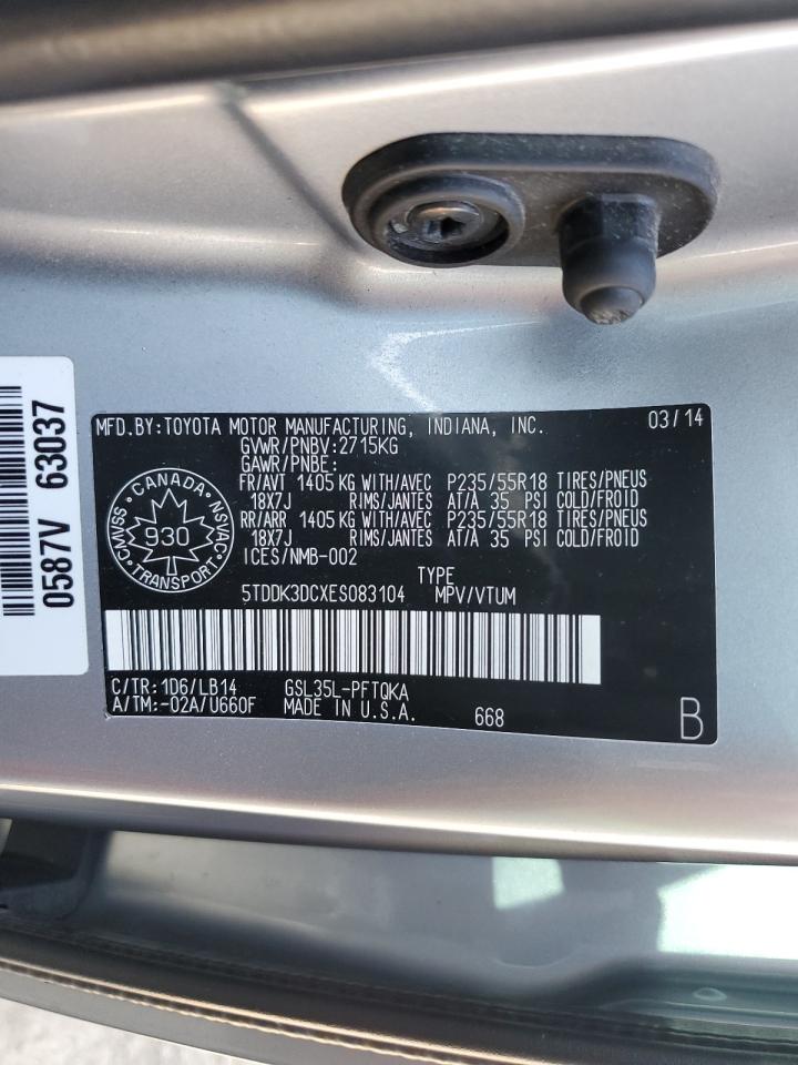 Photo 12 VIN: 5TDDK3DCXES083104 - TOYOTA SIENNA 