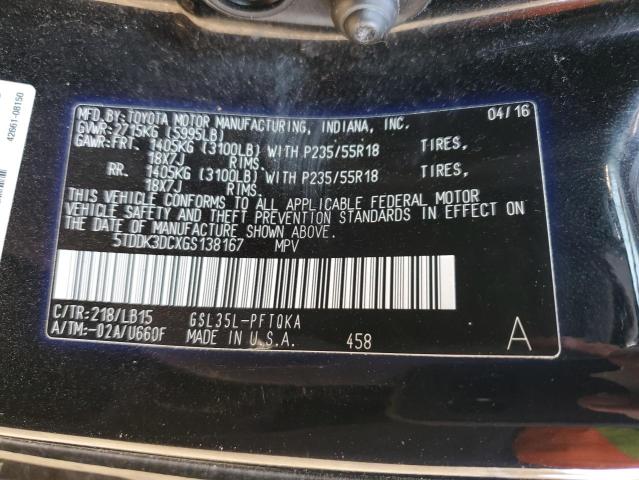 Photo 12 VIN: 5TDDK3DCXGS138167 - TOYOTA SIENNA XLE 