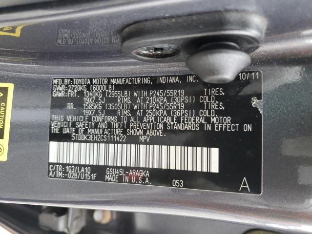 Photo 12 VIN: 5TDDK3EH2CS111422 - TOYOTA HIGHLANDER 