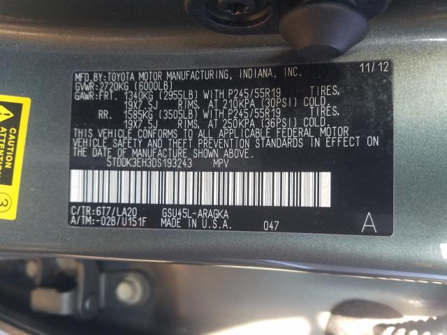 Photo 9 VIN: 5TDDK3EH3DS193243 - TOYOTA HIGHLANDER 