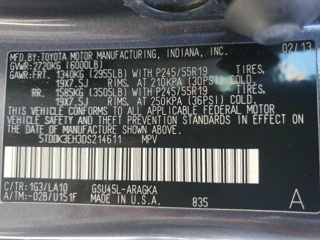 Photo 12 VIN: 5TDDK3EH3DS214611 - TOYOTA HIGHLANDER 