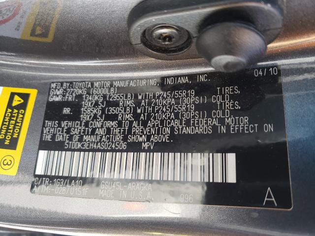 Photo 9 VIN: 5TDDK3EH4AS024506 - TOYOTA HIGHLANDER 