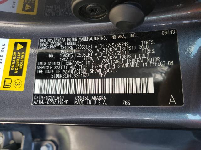 Photo 9 VIN: 5TDDK3EH4DS264627 - TOYOTA HIGHLANDER 