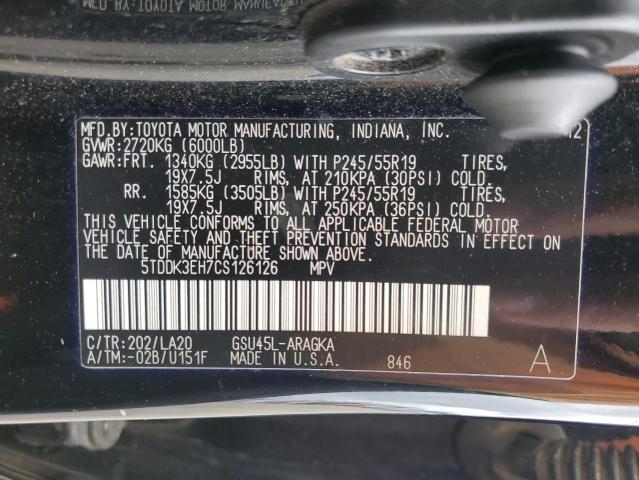 Photo 11 VIN: 5TDDK3EH7CS126126 - TOYOTA HIGHLANDER 