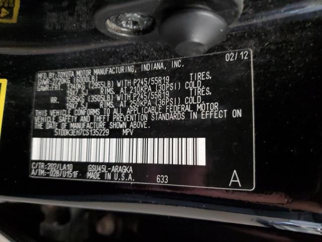 Photo 13 VIN: 5TDDK3EH7CS135229 - TOYOTA HIGHLANDER 