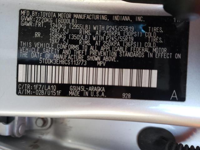 Photo 12 VIN: 5TDDK3EH8CS113773 - TOYOTA HIGHLANDER 