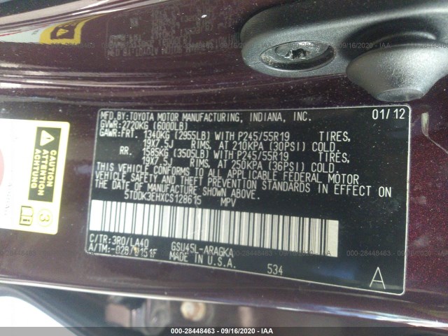 Photo 8 VIN: 5TDDK3EHXCS128615 - TOYOTA HIGHLANDER 