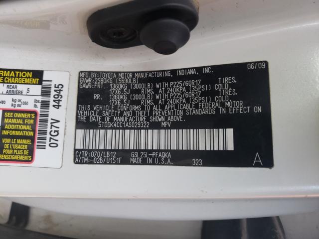 Photo 9 VIN: 5TDDK4CC1AS029322 - TOYOTA SIENNA XLE 