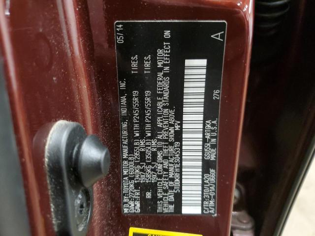 Photo 12 VIN: 5TDDKRFH1ES045319 - TOYOTA HIGHLANDER 