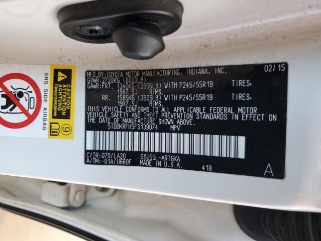 Photo 12 VIN: 5TDDKRFH5FS139074 - TOYOTA HIGHLANDER 