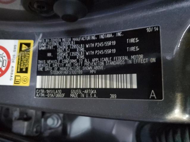 Photo 9 VIN: 5TDDKRFH6FS100199 - TOYOTA HIGHLANDER 