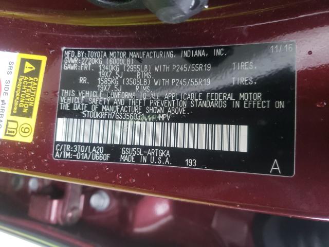 Photo 9 VIN: 5TDDKRFH7GS356031 - TOYOTA HIGHLANDER 