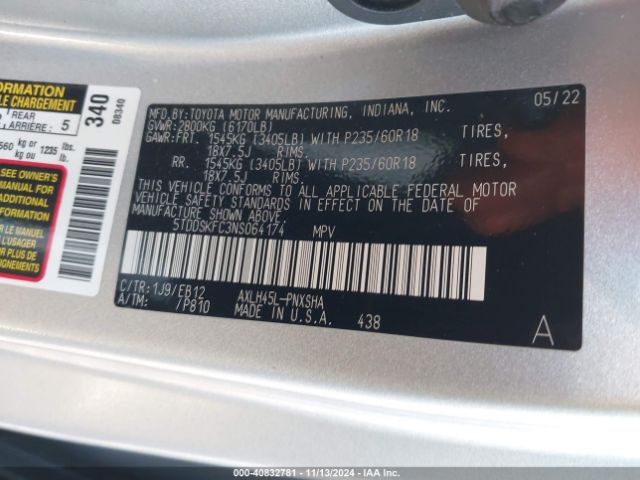 Photo 8 VIN: 5TDDSKFC3NS064174 - TOYOTA SIENNA 