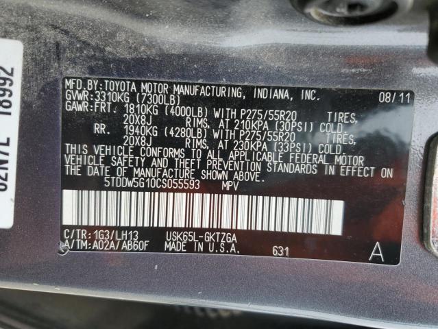 Photo 12 VIN: 5TDDW5G10CS055593 - TOYOTA SEQUOIA PL 