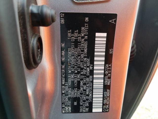 Photo 9 VIN: 5TDDW5G13CS071898 - TOYOTA SEQUOIA PL 