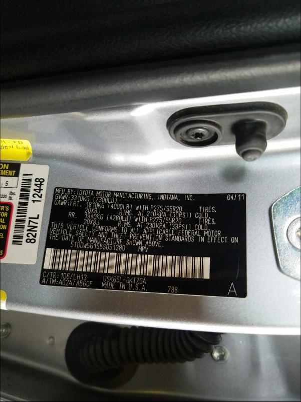 Photo 9 VIN: 5TDDW5G15BS051280 - TOYOTA SEQUOIA PL 