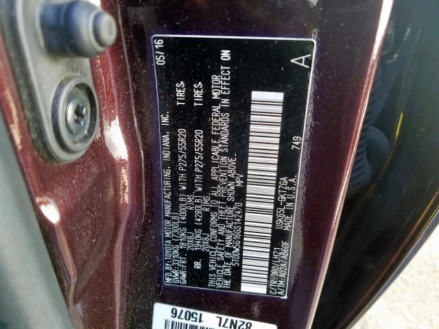 Photo 9 VIN: 5TDDW5G16GS142470 - TOYOTA SEQUOIA 