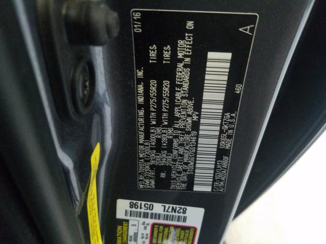 Photo 9 VIN: 5TDDW5G17GS134619 - TOYOTA SEQUOIA PL 