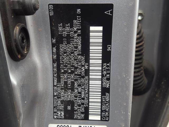 Photo 9 VIN: 5TDDY5G14AS029036 - TOYOTA SEQUOIA PL 