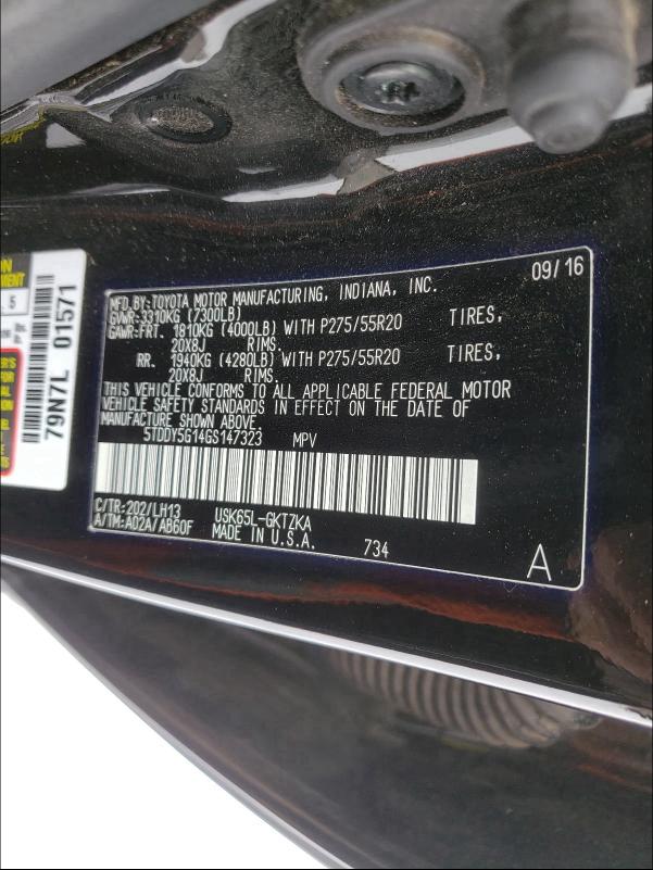 Photo 9 VIN: 5TDDY5G14GS147323 - TOYOTA SEQUOIA PL 