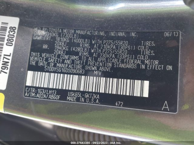 Photo 8 VIN: 5TDDY5G16DS090683 - TOYOTA SEQUOIA 