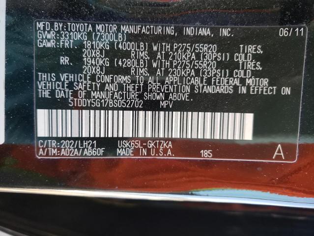 Photo 9 VIN: 5TDDY5G17BS052702 - TOYOTA SEQUOIA PL 