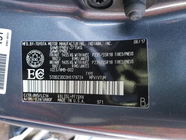 Photo 9 VIN: 5TDDZ3DC0HS178724 - TOYOTA SIENNA XLE 